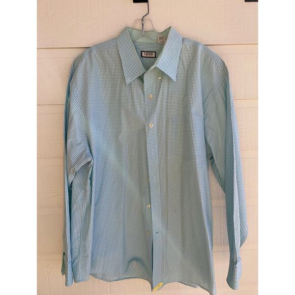 IZOD blue and white check Men's button up 2XL 100% Cotton - Picture 9 of 10